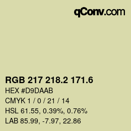 カラーコード: RGB 217 218.2 171.6 | qconv.com