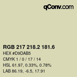カラーコード: RGB 217 218.2 181.6 | qconv.com