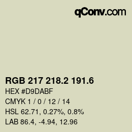 カラーコード: RGB 217 218.2 191.6 | qconv.com