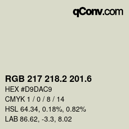 カラーコード: RGB 217 218.2 201.6 | qconv.com