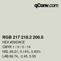 カラーコード: RGB 217 218.2 206.6 | qconv.com