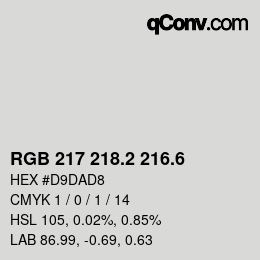 カラーコード: RGB 217 218.2 216.6 | qconv.com
