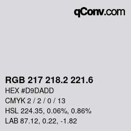 カラーコード: RGB 217 218.2 221.6 | qconv.com