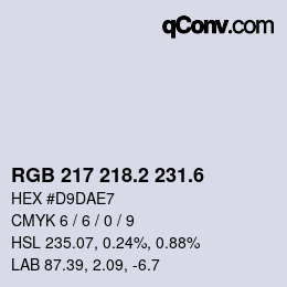 カラーコード: RGB 217 218.2 231.6 | qconv.com