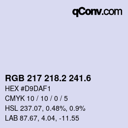 カラーコード: RGB 217 218.2 241.6 | qconv.com