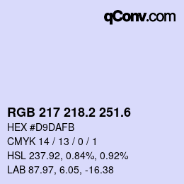 カラーコード: RGB 217 218.2 251.6 | qconv.com