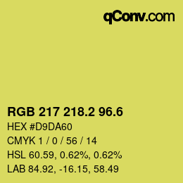 カラーコード: RGB 217 218.2 96.6 | qconv.com