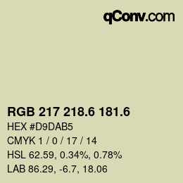 カラーコード: RGB 217 218.6 181.6 | qconv.com