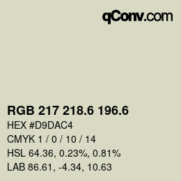 カラーコード: RGB 217 218.6 196.6 | qconv.com