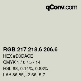 カラーコード: RGB 217 218.6 206.6 | qconv.com
