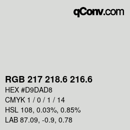 カラーコード: RGB 217 218.6 216.6 | qconv.com