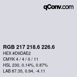 カラーコード: RGB 217 218.6 226.6 | qconv.com