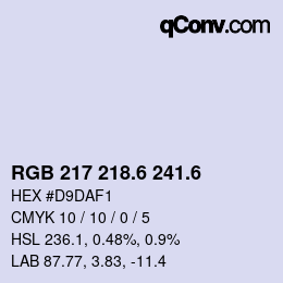 カラーコード: RGB 217 218.6 241.6 | qconv.com
