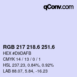 カラーコード: RGB 217 218.6 251.6 | qconv.com