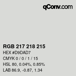 Color code: RGB 217 218 215 | qconv.com