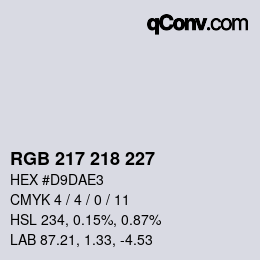 Color code: RGB 217 218 227 | qconv.com