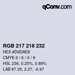 Farbcode: RGB 217 218 232 | qconv.com