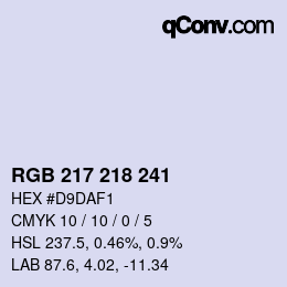 カラーコード: RGB 217 218 241 | qconv.com