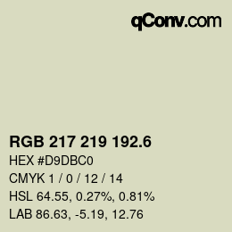 カラーコード: RGB 217 219 192.6 | qconv.com