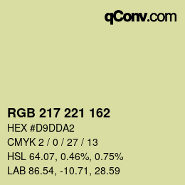 Color code: RGB 217 221 162 | qconv.com