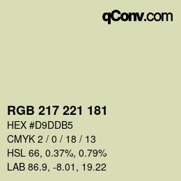 Color code: RGB 217 221 181 | qconv.com