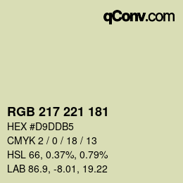 Color code: RGB 217 221 181 | qconv.com