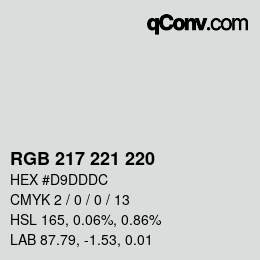 カラーコード: RGB 217 221 220 | qconv.com