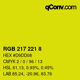 Color code: RGB 217 221 8 | qconv.com