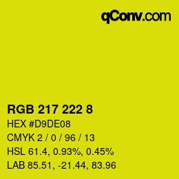 Color code: RGB 217 222 8 | qconv.com