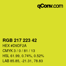 カラーコード: RGB 217 223 42 | qconv.com