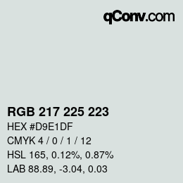 Color code: RGB 217 225 223 | qconv.com