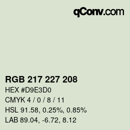 Farbcode: RGB 217 227 208 | qconv.com