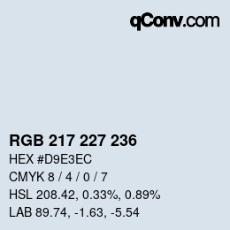 Farbcode: RGB 217 227 236 | qconv.com