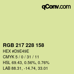 Color code: RGB 217 228 158 | qconv.com