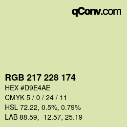 カラーコード: RGB 217 228 174 | qconv.com