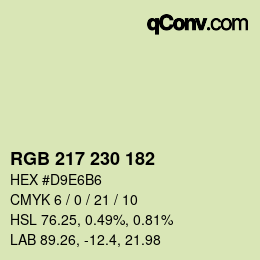 カラーコード: RGB 217 230 182 | qconv.com