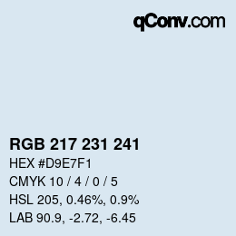 Color code: RGB 217 231 241 | qconv.com