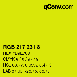 Color code: RGB 217 231 8 | qconv.com