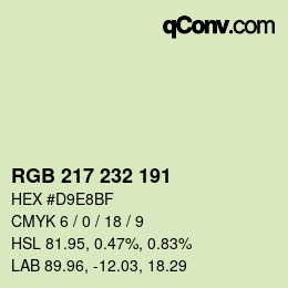 Color code: RGB 217 232 191 | qconv.com