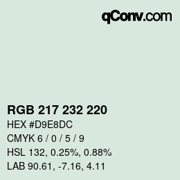 颜色代码: RGB 217 232 220 | qconv.com