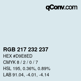Color code: RGB 217 232 237 | qconv.com