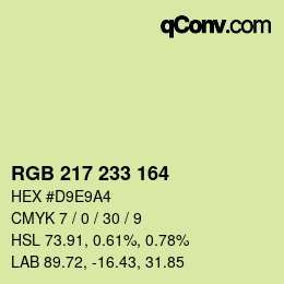 カラーコード: RGB 217 233 164 | qconv.com