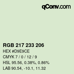 Farbcode: RGB 217 233 206 | qconv.com