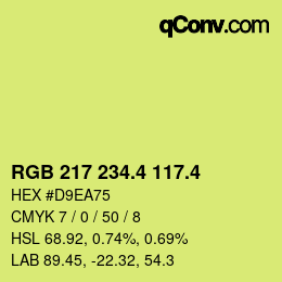 カラーコード: RGB 217 234.4 117.4 | qconv.com