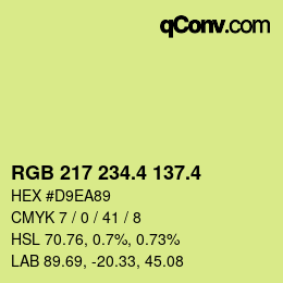 カラーコード: RGB 217 234.4 137.4 | qconv.com