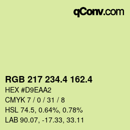 カラーコード: RGB 217 234.4 162.4 | qconv.com