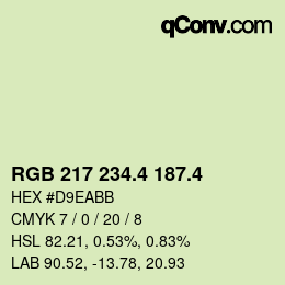 カラーコード: RGB 217 234.4 187.4 | qconv.com