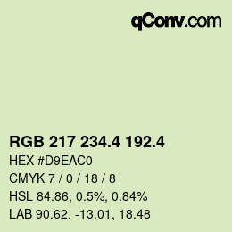 カラーコード: RGB 217 234.4 192.4 | qconv.com