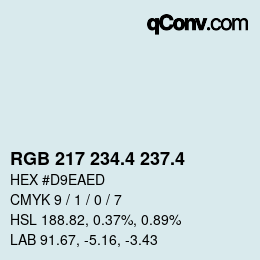 カラーコード: RGB 217 234.4 237.4 | qconv.com