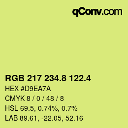 カラーコード: RGB 217 234.8 122.4 | qconv.com